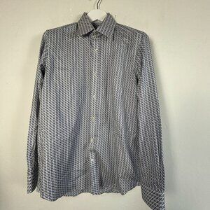 Robert Graham Mens Houndstooth Long Sleeve Button-Up Dress Shirt Size 39, 15.5